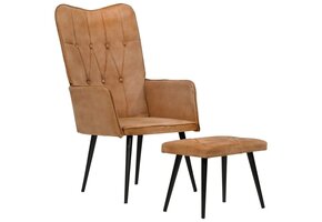 vidaXL Fauteuil met Voetensteun Canvas Bruin - 30% Korting!