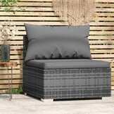 vidaXL Tuinmiddenbank Poly Rattan Grijs - 42% Korting!
