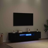 vidaXL TV-kast Zwart - 160 cm - Bewerkt hout - 35% Korting