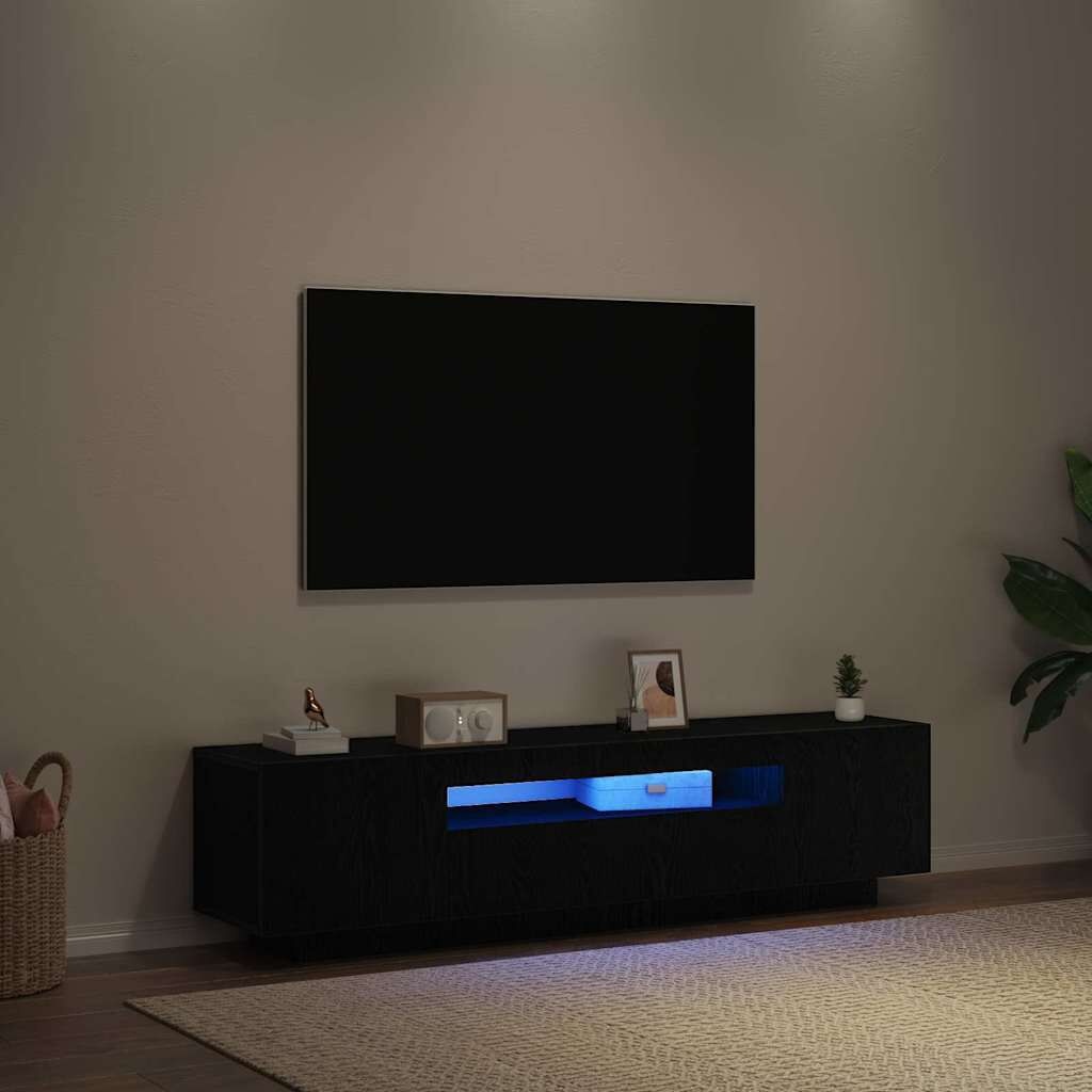 vidaXL TV-kast Zwart - 160 cm - Bewerkt hout - 35% Korting