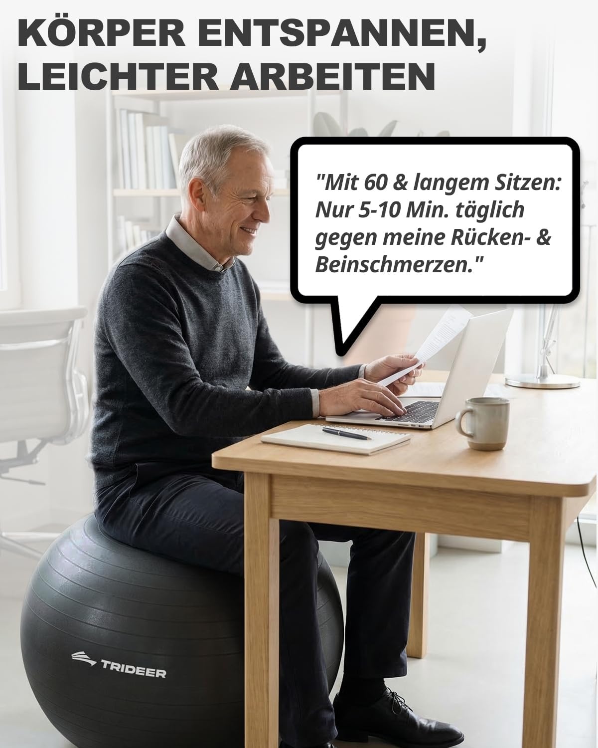 Trideer Balanstrainingsbal Zwart (68-75cm) - 55% Korting!