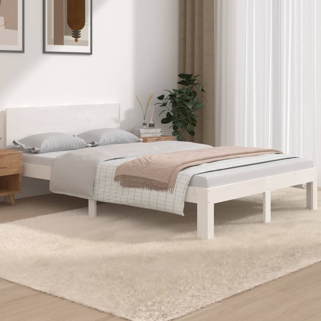 vidaXL Bedframe Massief Hout Wit 120x190 cm - 35% Korting!