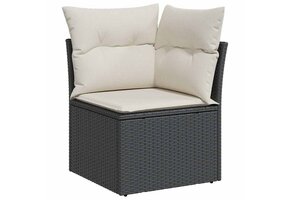 vidaXL Tuinhoekbank met kussens poly rattan zwart