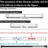 Gordijnroede zonder boren, zilver, 105-205 cm - 30% Korting!