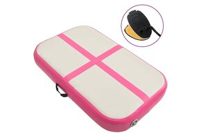 vidaXL Gymnastiekmat met pomp opblaasbaar 60x100x15 cm PVC roze