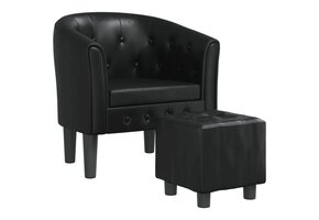 vidaXL Kuipstoel met voetenbankje kunstleer zwart