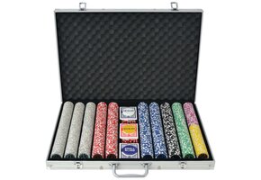 vidaXL Pokerset met 1000 laser chips aluminium