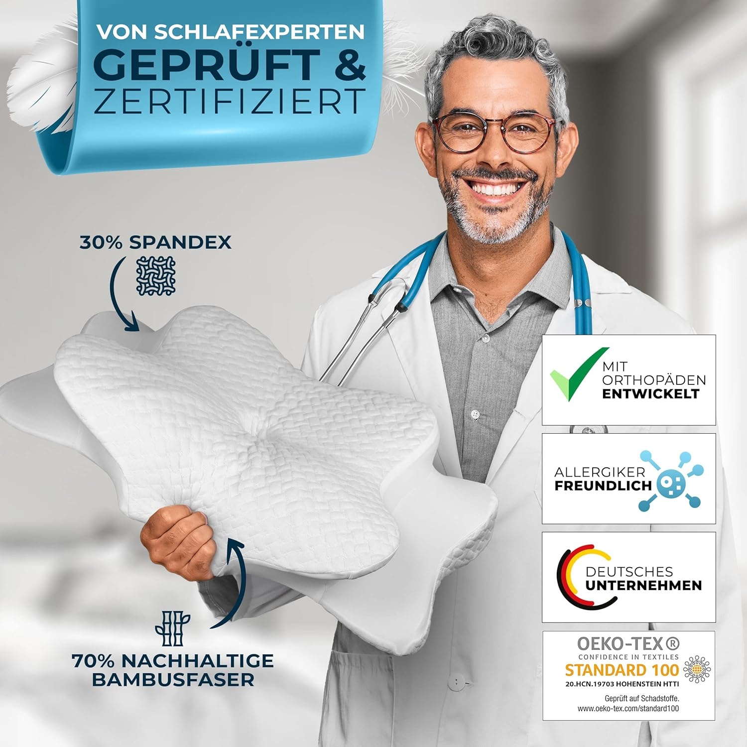 Glückstoff Orthopedisch Kussen - 30% Korting - Traagschuim & Nekondersteuning