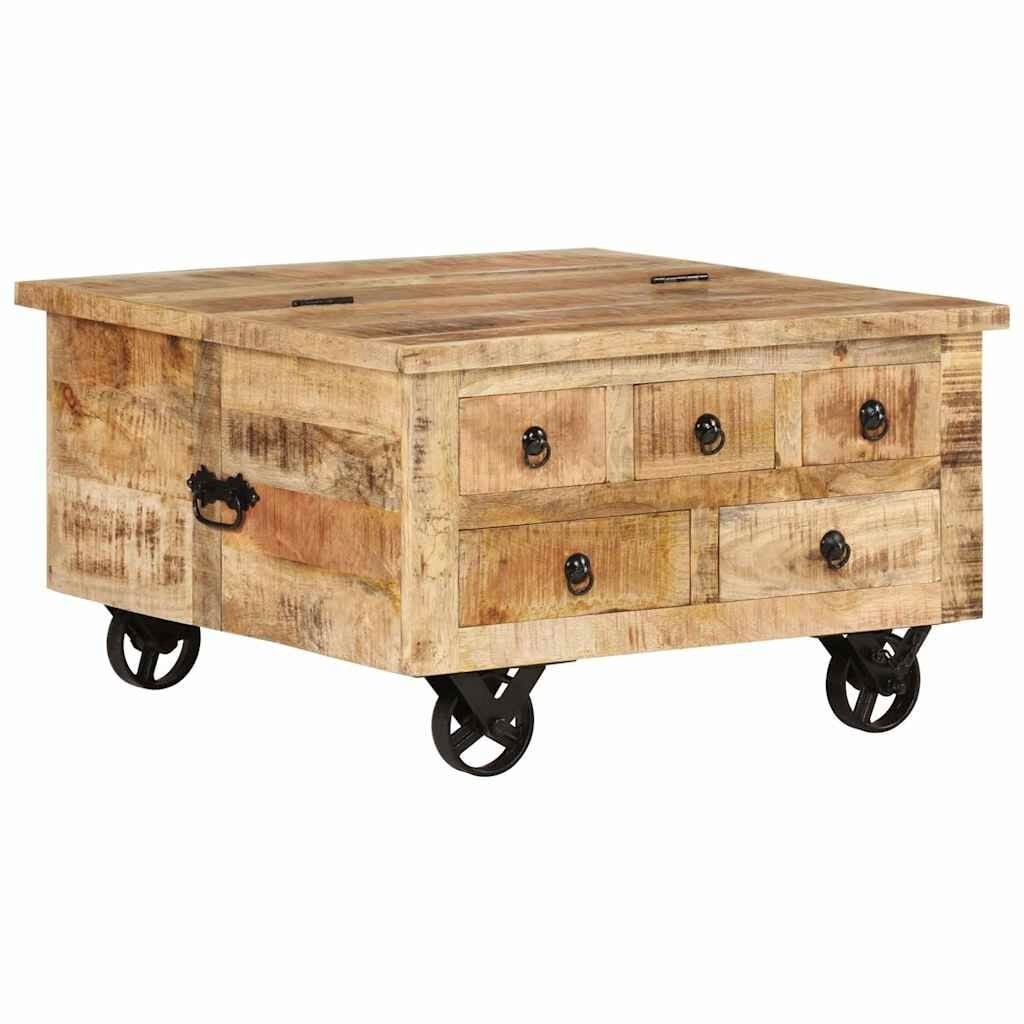 vidaXL Salontafel Ruw Mangohout - 70x70x40 cm | 60% Korting!