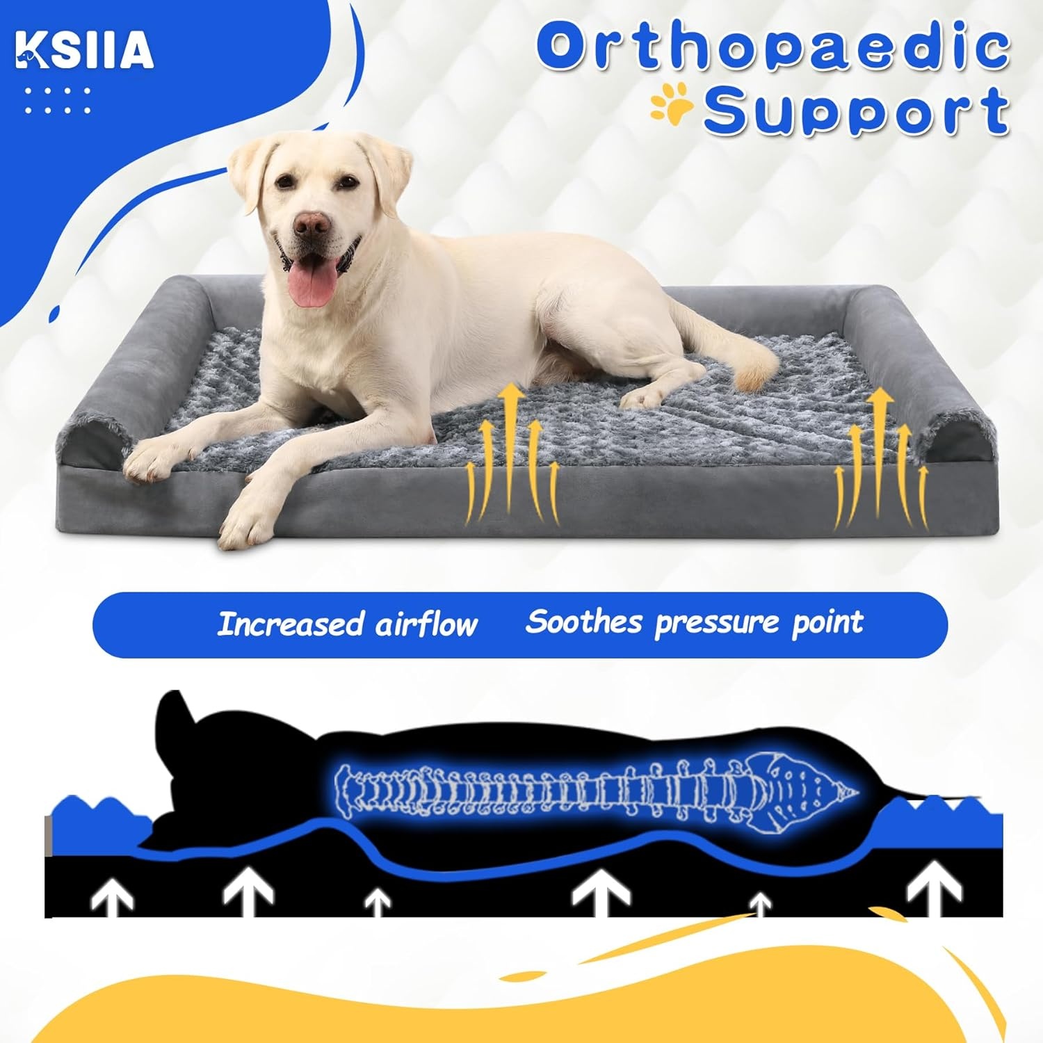 KSIIA Orthopedisch Hondenbed Grijs - 35% Korting!