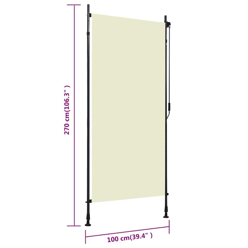 vidaXL Rolgordijn voor buiten 100x270 cm crème