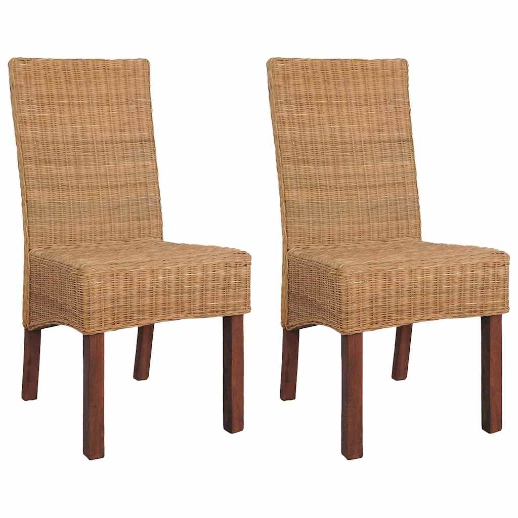 vidaXL Eetkamerstoelen 2 st natuurlijk rattan bruin