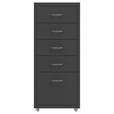 vidaXL Ladeblok verrijdbaar 28x41x69 cm metaal antracietkleurig