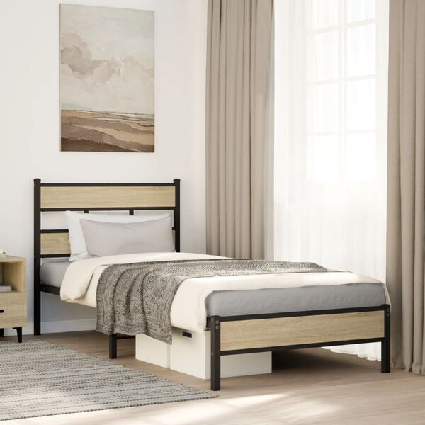 vidaXL Bedframe Hout Sonoma Eiken 107x200 cm - 60% Korting!