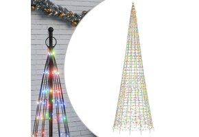 vidaXL LED-kerstboom aan vlaggenmast - 500cm - Kleurrijk - 46% korting