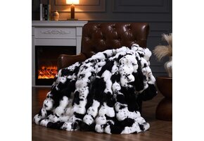 YBIKE Faux Rabbit Fur Plaid Zwart/Wit (200x150cm) - 41% Korting!