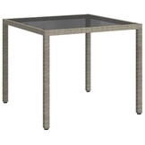 vidaXL Tuintafel 90x90x75 cm Poly Rattan & Gehard Glas | 35% Korting