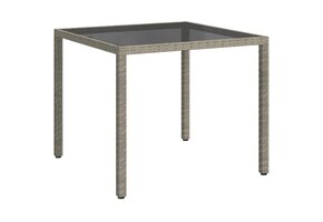 vidaXL Tuintafel 90x90x75 cm Poly Rattan & Gehard Glas | 35% Korting