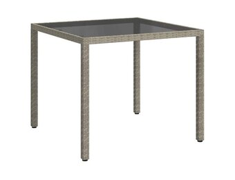 vidaXL Tuintafel 90x90x75 cm Poly Rattan & Gehard Glas | 35% Korting