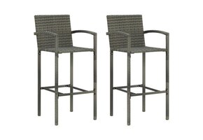 vidaXL Barkrukken 2 st poly rattan grijs - 58% Korting!