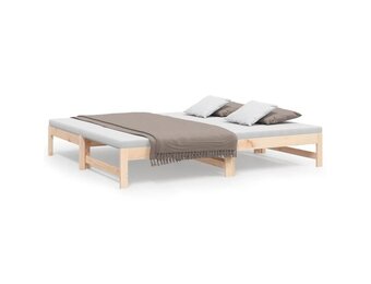 vidaXL Slaapbank uitschuifbaar massief grenenhout 2x(75x190) cm