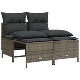 vidaXL 4-delige Loungeset met kussens poly rattan grijs