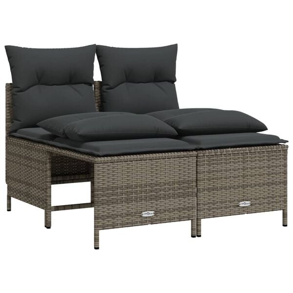 vidaXL 4-delige Loungeset met kussens poly rattan grijs