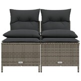 vidaXL 4-delige Loungeset met kussens poly rattan grijs