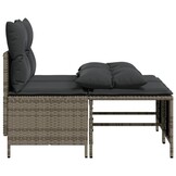 vidaXL 4-delige Loungeset met kussens poly rattan grijs