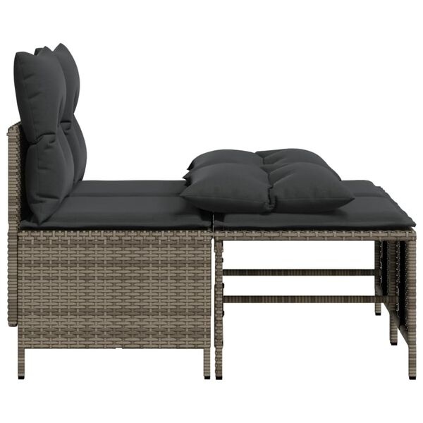 vidaXL 4-delige Loungeset met kussens poly rattan grijs