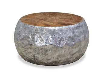 vidaXL Salontafel (60x60x30cm) - Aluminium & Teakhout - 48% Korting!