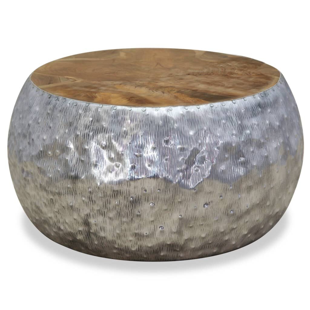 vidaXL Salontafel (60x60x30cm) - Aluminium & Teakhout - 48% Korting!