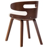 vidaXL Eetkamerstoelen 2 st gebogen hout en kunstleer crèmekleurig