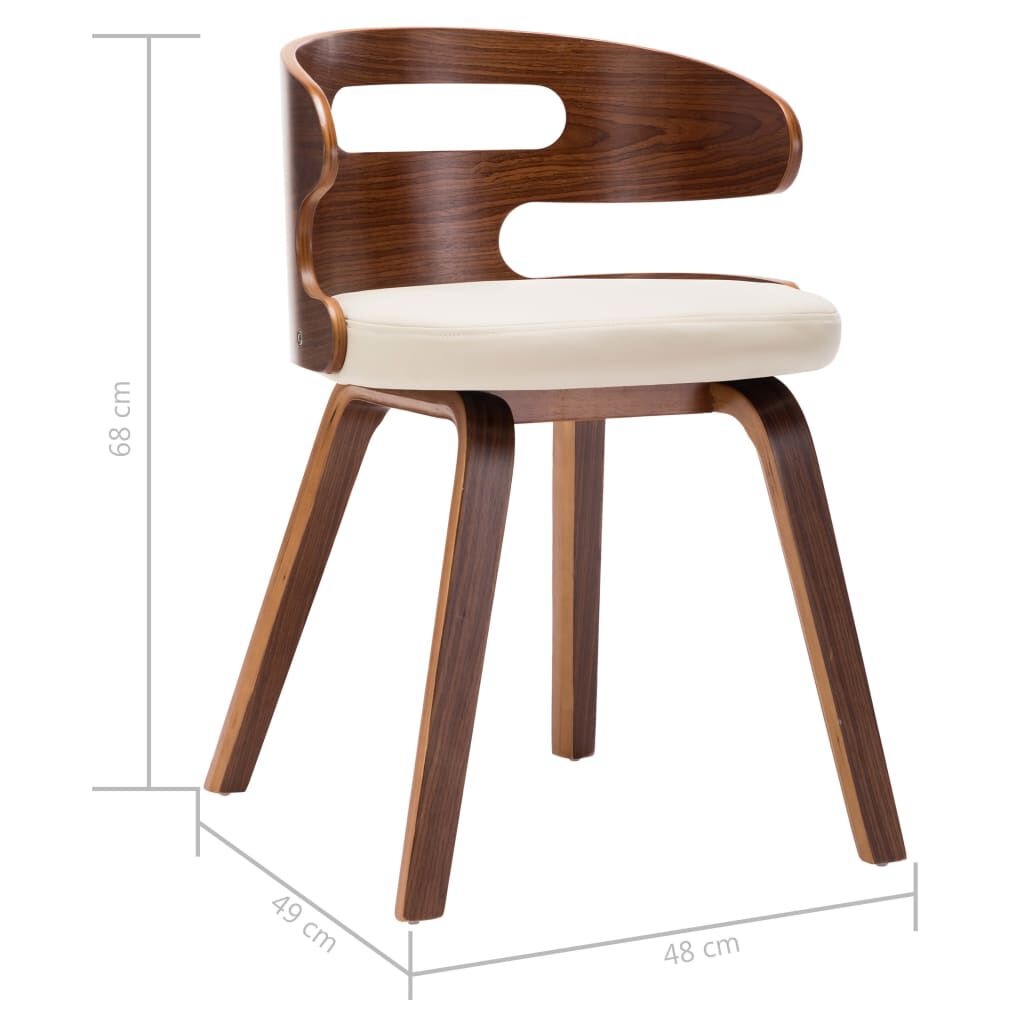vidaXL Eetkamerstoelen 2 st gebogen hout en kunstleer crèmekleurig