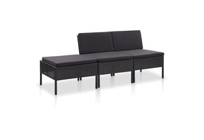 vidaXL Loungeset Zwart - 3-delig Poly Rattan, 29% Korting