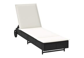 VidaXL Ligbed met wielen - 36% korting - Poly rattan zwart