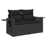 vidaXL Tuinbank 2-zits met kussens | Poly Rattan Zwart | 36% Korting
