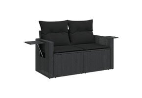 vidaXL Tuinbank 2-zits met kussens | Poly Rattan Zwart | 36% Korting