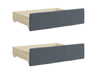 vidaXL Bedlades 2 st - Bewerkt Hout/Fluweel D.Grijs - 49% Korting