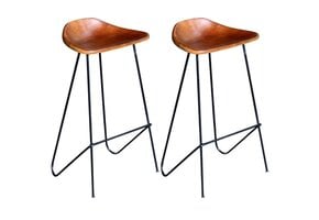 vidaXL Barstoelen Leer (Set van 2) - Industrieel Design - 63% Korting!
