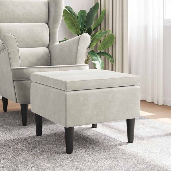 vidaXL Kruk met houten poten, fluweel crèmekleurig - 57% korting!