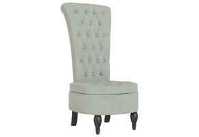 vidaXL Stoel hoge rugleuning met knopen fluweel lichtgrijs