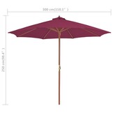 vidaXL Parasol Hout 300cm Bordeauxrood - 47% Korting!