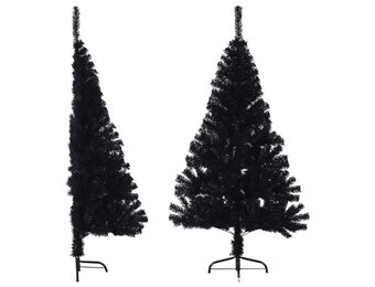 vidaXL Kunstkerstboom met standaard half 120 cm PVC zwart