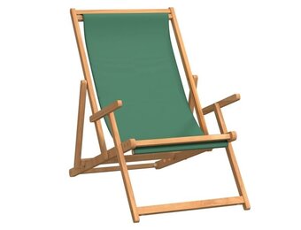 vidaXL Strandstoel Massief Teakhout Groen - 40% Korting