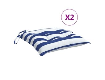 VidaXL Stoelkussens 2 st 50x50x7 cm Gestreept Wit/Blauw - 42% Korting!