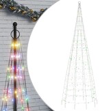 vidaXL LED-kerstboom aan vlaggenmast 550 LEDs Kleurrijk 300cm - 63% KORTING