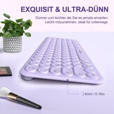 XTREMTEC Draadloze toetsenbord-muisset, retro ronde schrijfmachine, toetsenbord, slim draadloos toetsenbord met muis, USB 2,4 GHz verbinding, compact toetsenbord voor laptop, iMac, Windows (paars) -
