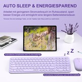 XTREMTEC Draadloze toetsenbord-muisset, retro ronde schrijfmachine, toetsenbord, slim draadloos toetsenbord met muis, USB 2,4 GHz verbinding, compact toetsenbord voor laptop, iMac, Windows (paars) -