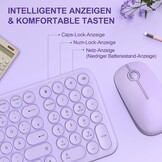 XTREMTEC Draadloze toetsenbord-muisset, retro ronde schrijfmachine, toetsenbord, slim draadloos toetsenbord met muis, USB 2,4 GHz verbinding, compact toetsenbord voor laptop, iMac, Windows (paars) -